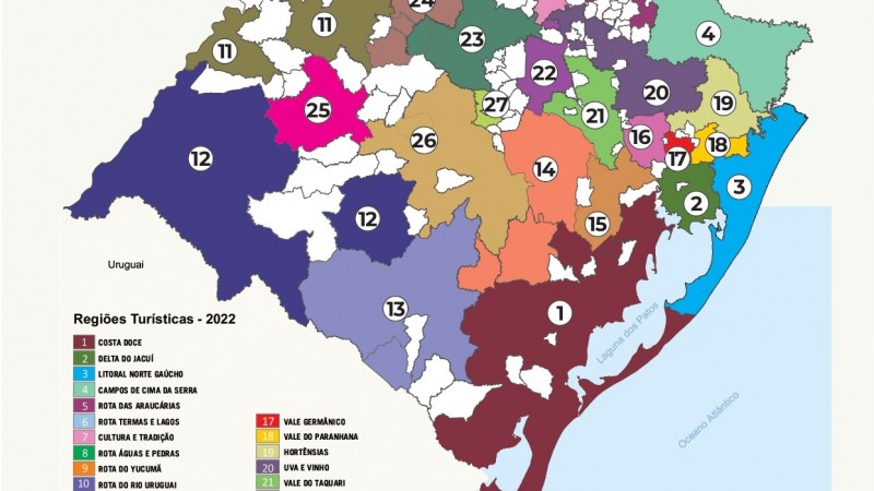 Mapa Turístico com Recorte das Regiões