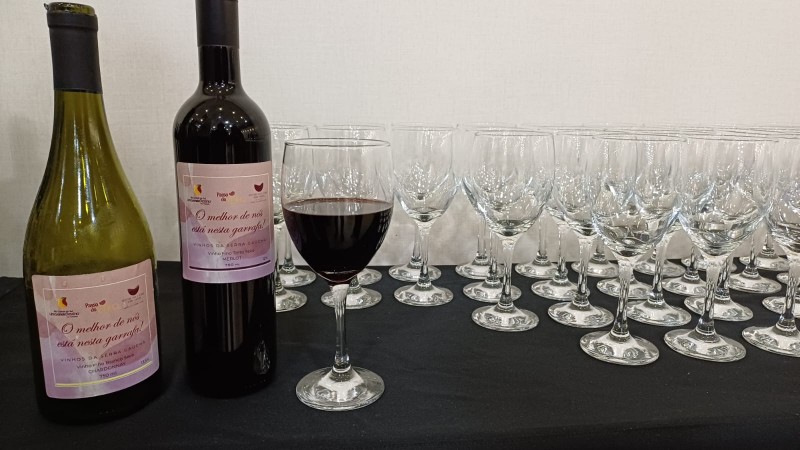 Rótulos dos vinhos foram preparados para ação no evento